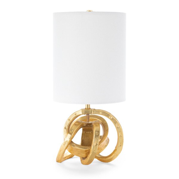 gold knot lamp with tall linen lamp shade